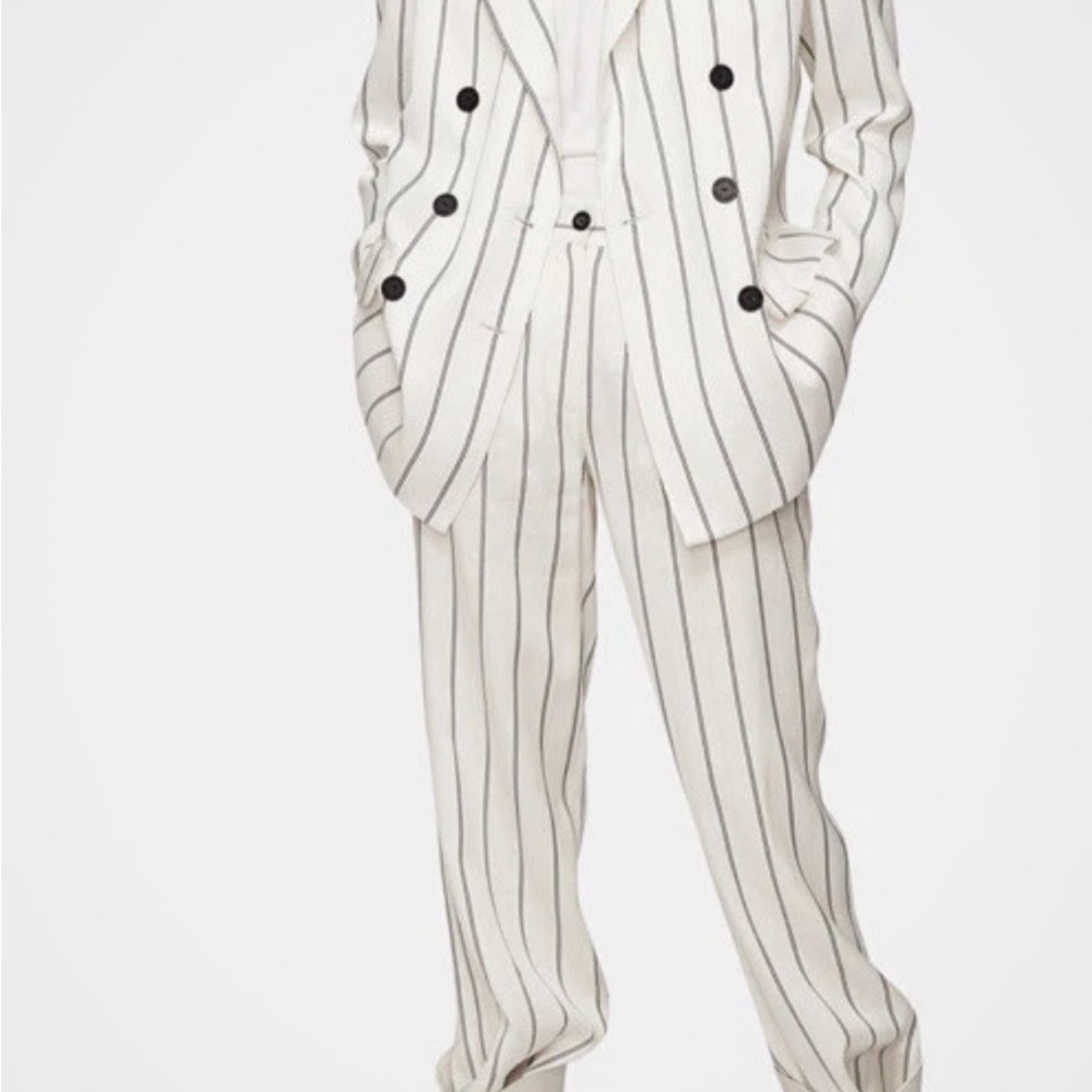 Anine Bing Black and White Striped Blazer - Picture 2 of 7